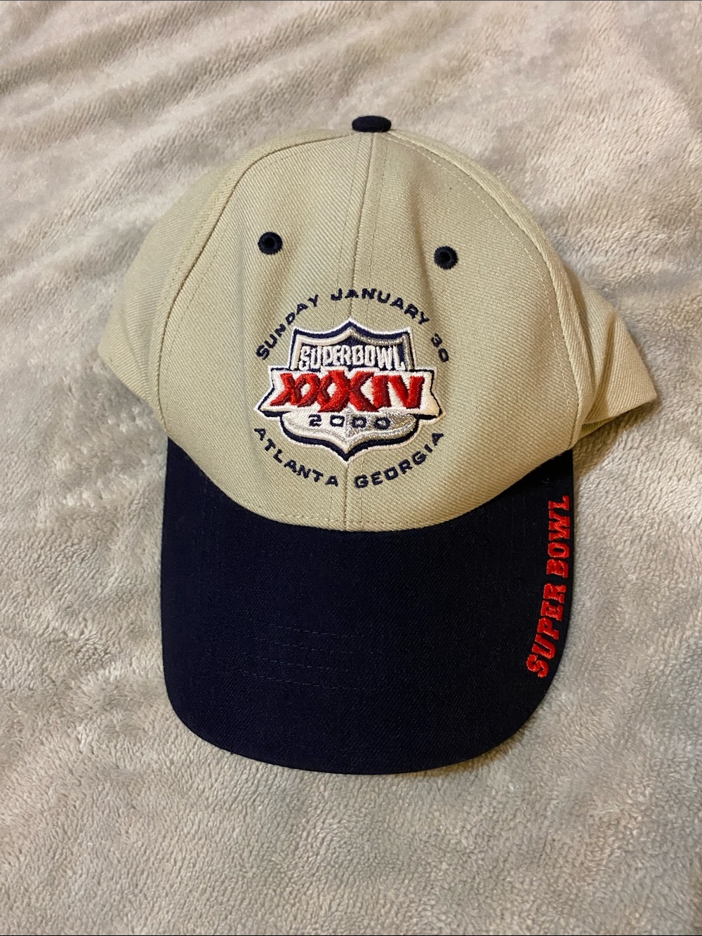 Super Bowl Vtg XXXlV Hat 2000 Atlanta Georgia Velcro Back